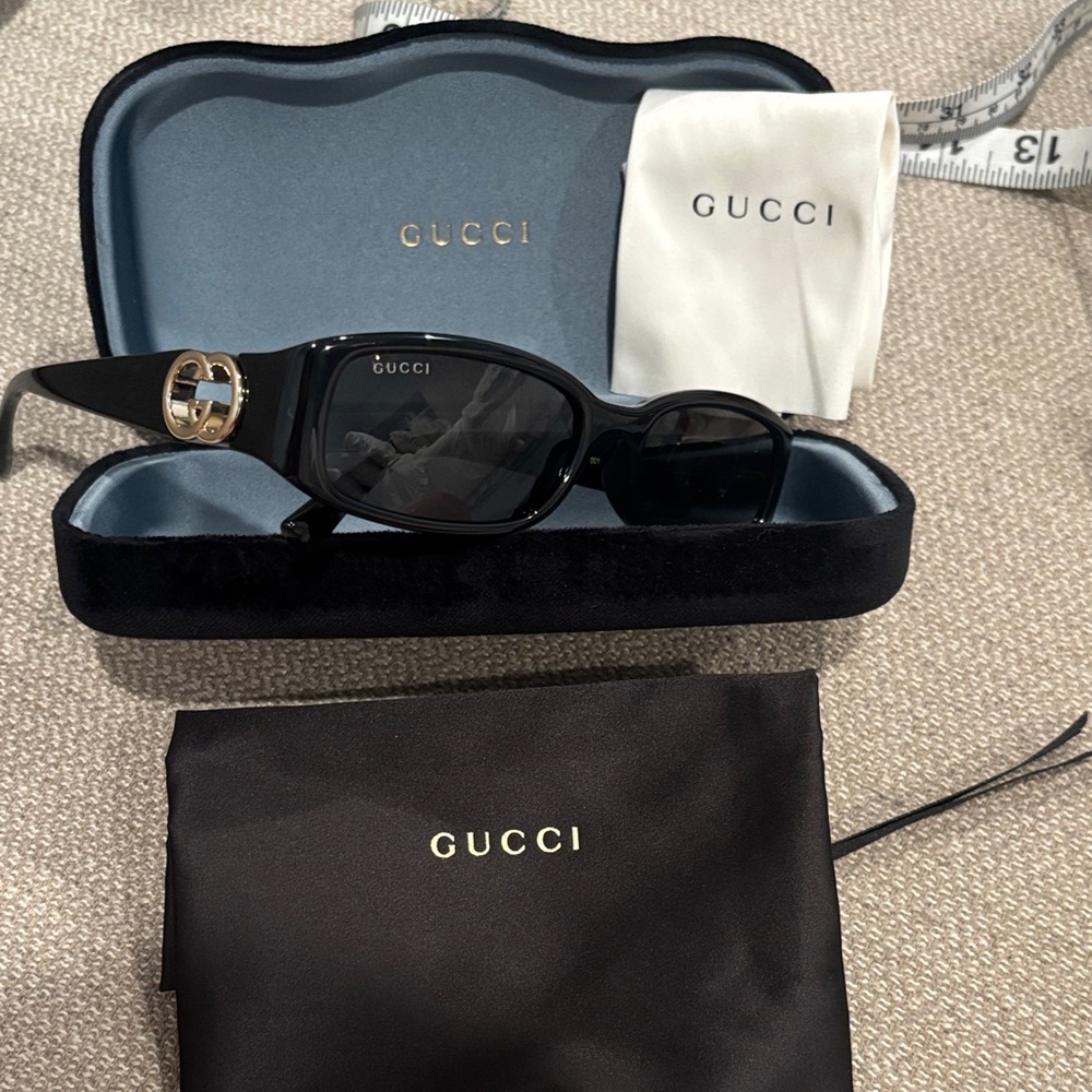 Gucci Black and Gold Sunglasses with Case